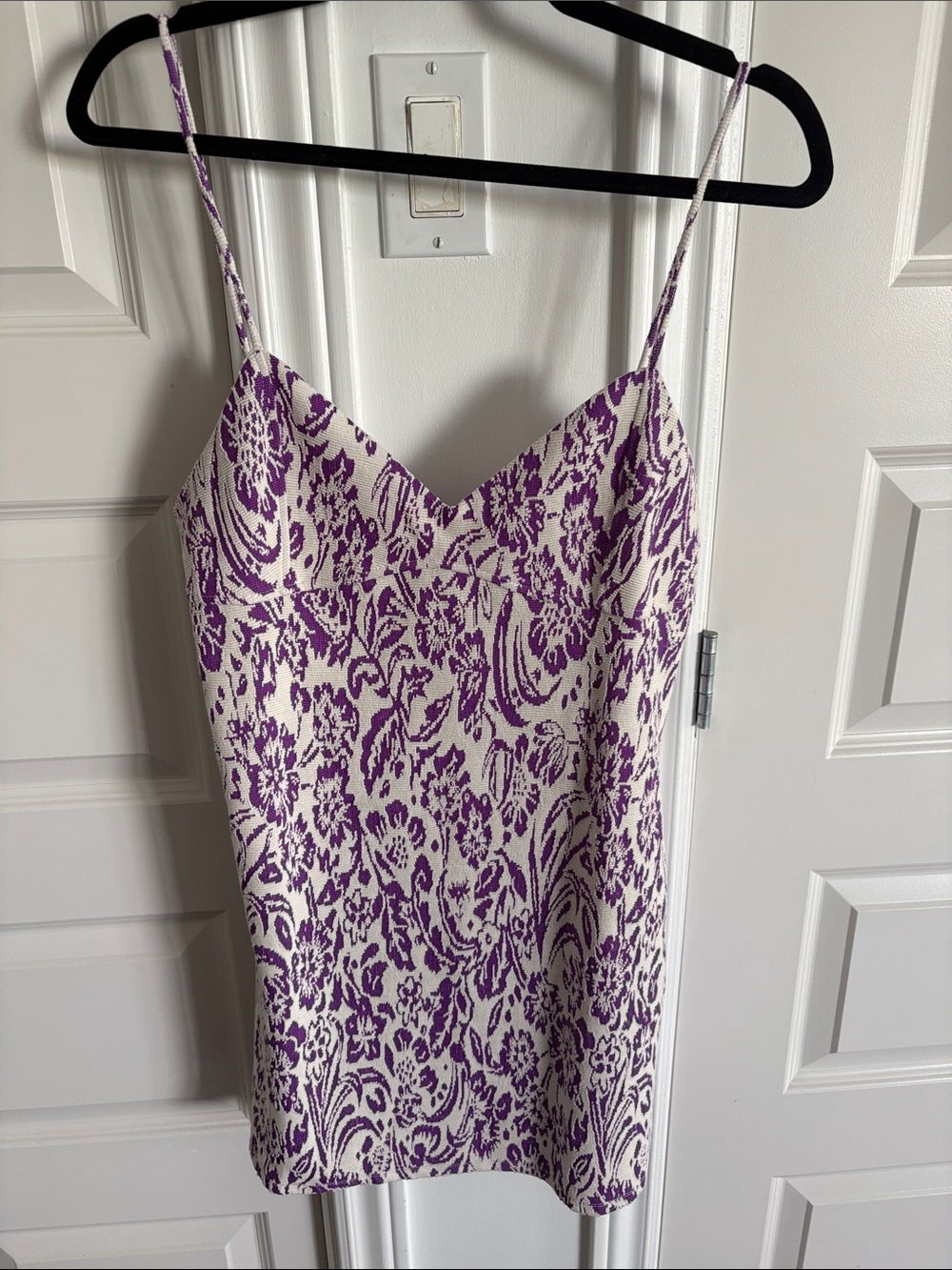 Zara White and Purple Floral Slip Dress